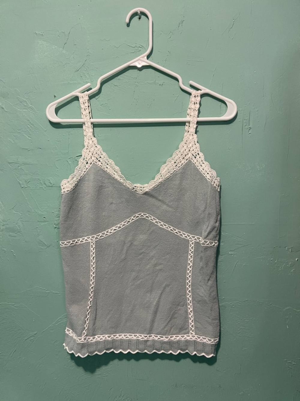 Express Light Blue Lace-Trim Y2K Camisole babydoll tank a-line